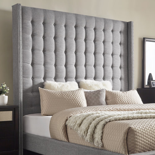 Rosdorf Park Luxullian Button Upholstered Wingback Headboard & Reviews